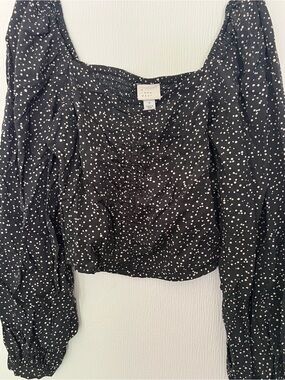 & Other Stories Black Polka Dot Square-Neck Crop Top